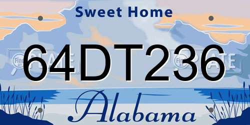 64DT236 Alabama License Plate