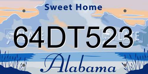 64DT523 Alabama License Plate