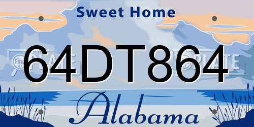 64DT864 Alabama License Plate