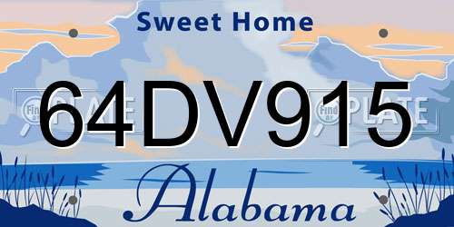 64DV915 Alabama License Plate