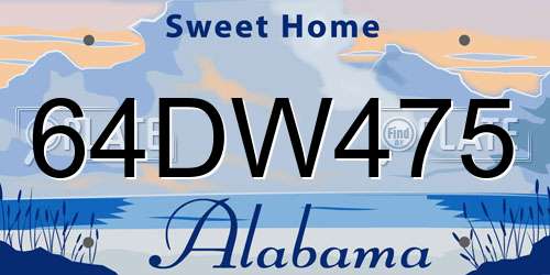 64DW475 Alabama License Plate