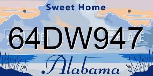 64DW947 Alabama License Plate