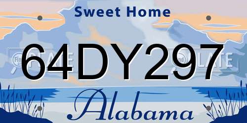 64DY297 Alabama License Plate