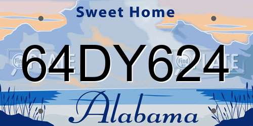 64DY624 Alabama License Plate