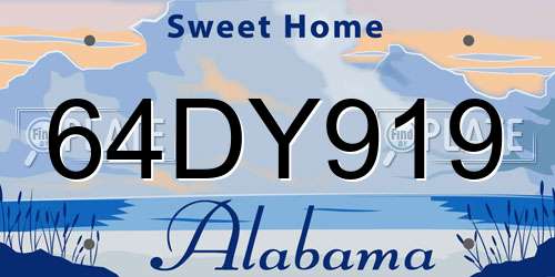 64DY919 Alabama License Plate