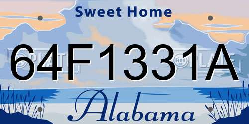 64F1331A Alabama License Plate