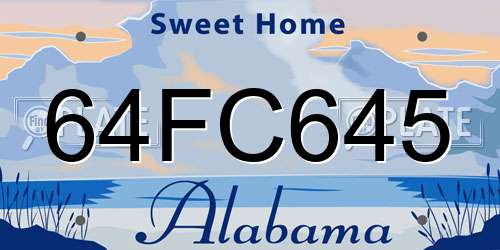 64FC645 Alabama License Plate