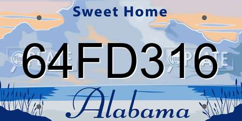 64FD316 Alabama License Plate