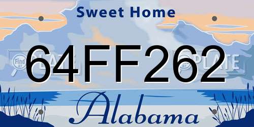 64FF262 Alabama License Plate