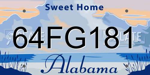 64FG181 Alabama License Plate