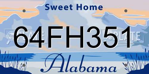 64FH351 Alabama License Plate