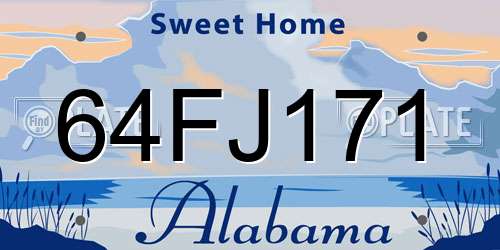 64FJ171 Alabama License Plate