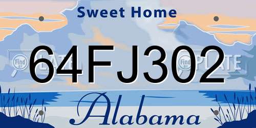 64FJ302 Alabama License Plate
