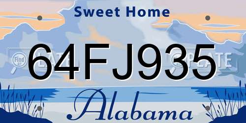 64FJ935 Alabama License Plate