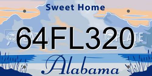 64FL320 Alabama License Plate