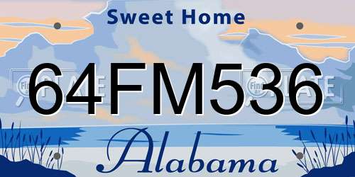 64FM536 Alabama License Plate