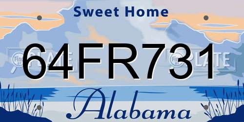 64FR731 Alabama License Plate