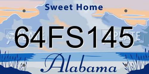 64FS145 Alabama License Plate