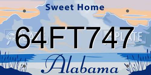 64FT747 Alabama License Plate