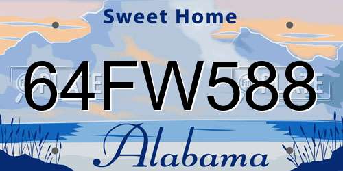 64FW588 Alabama License Plate
