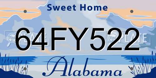 64FY522 Alabama License Plate