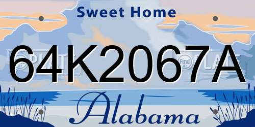 64K2067A Alabama License Plate