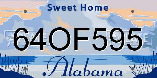 64OF595 Alabama License Plate
