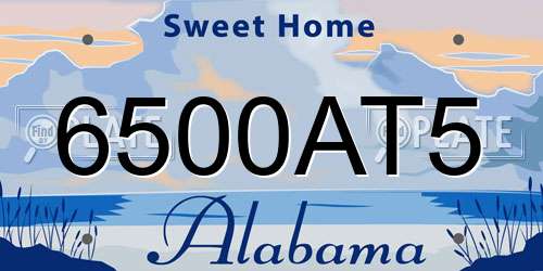6500AT5 Alabama License Plate