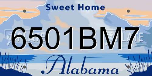 6501BM7 Alabama License Plate