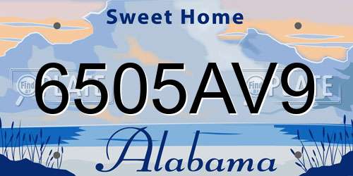 6505AV9 Alabama License Plate