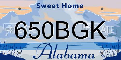 650BGK Alabama License Plate