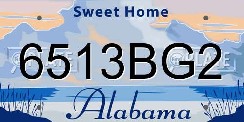 6513BG2 Alabama License Plate