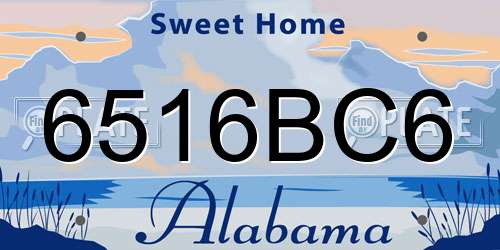 6516BC6 Alabama License Plate