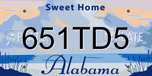 651TD5 Alabama License Plate