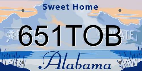 651TOB Alabama License Plate