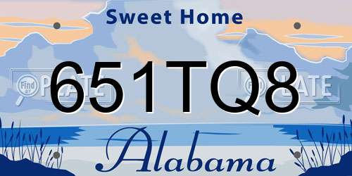 651TQ8 Alabama License Plate