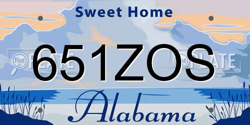 651ZOS Alabama License Plate