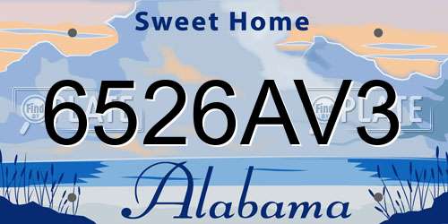 6526AV3 Alabama License Plate