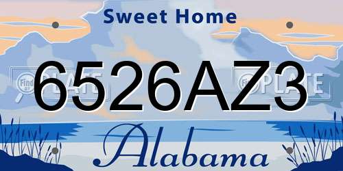 6526AZ3 Alabama License Plate