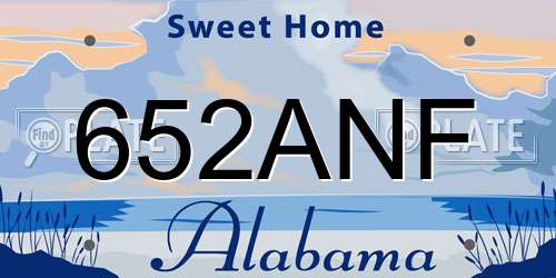652ANF Alabama License Plate