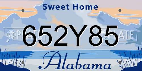 652Y85 Alabama License Plate