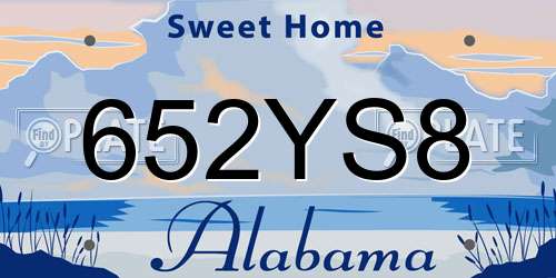 652YS8 Alabama License Plate