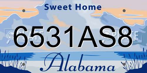 6531AS8 Alabama License Plate