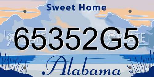 65352G5 Alabama License Plate