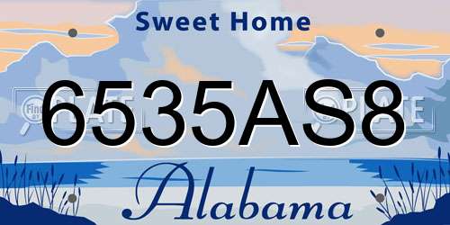 6535AS8 Alabama License Plate