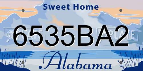 6535BA2 Alabama License Plate