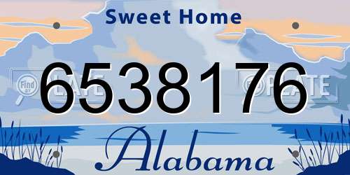 6538176 Alabama License Plate