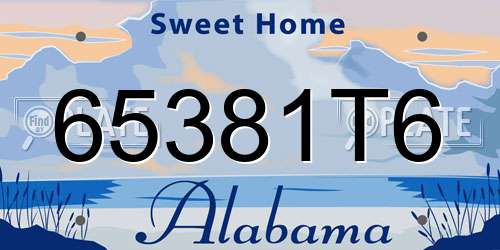 65381T6 Alabama License Plate