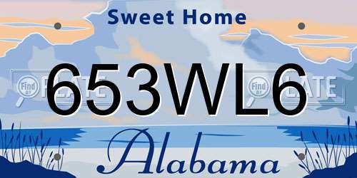 653WL6 Alabama License Plate