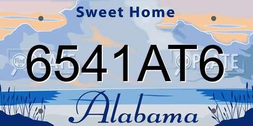 6541AT6 Alabama License Plate